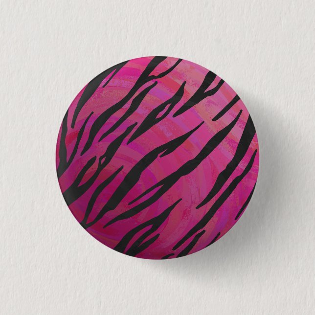 Tiger Hot Pink and Black Print 3 Cm Round Badge (Front)