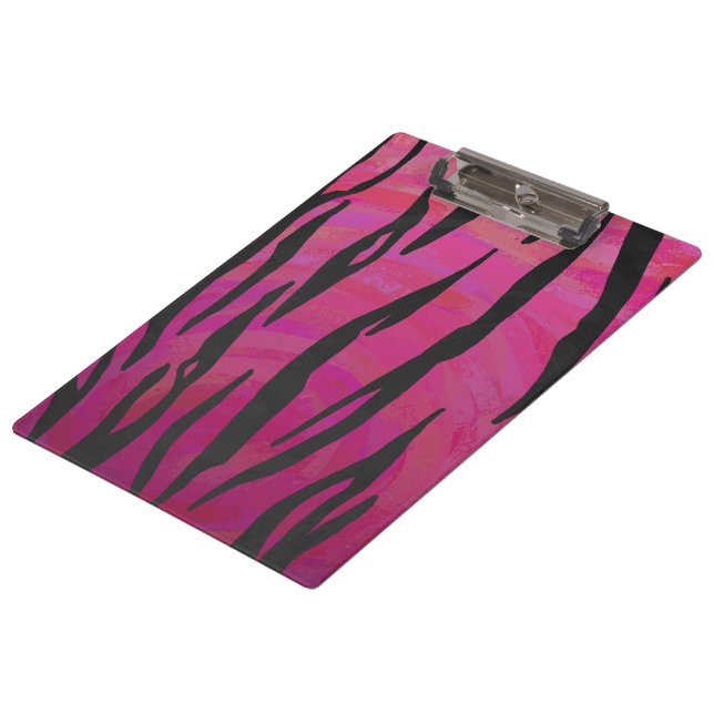 Tiger Hot Pink and Black Print Clipboard (Angled)