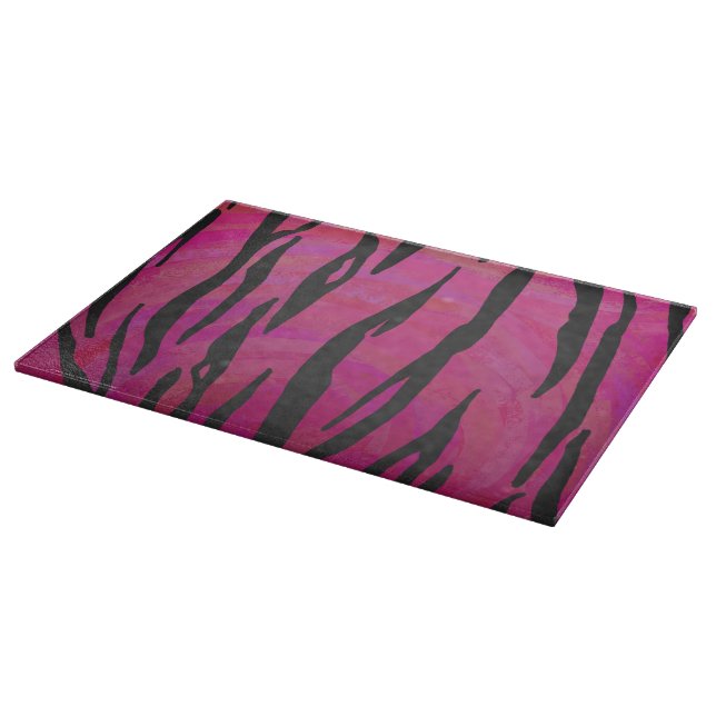 Tiger Hot Pink and Black Print Cutting Board (Corner)