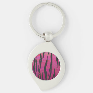 Tiger Hot Pink and Black Print Key Ring