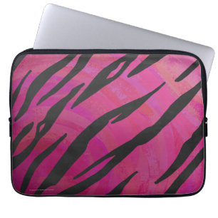 Tiger Hot Pink and Black Print Laptop Sleeve