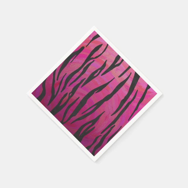 Tiger Hot Pink and Black Print Napkin (Corner)