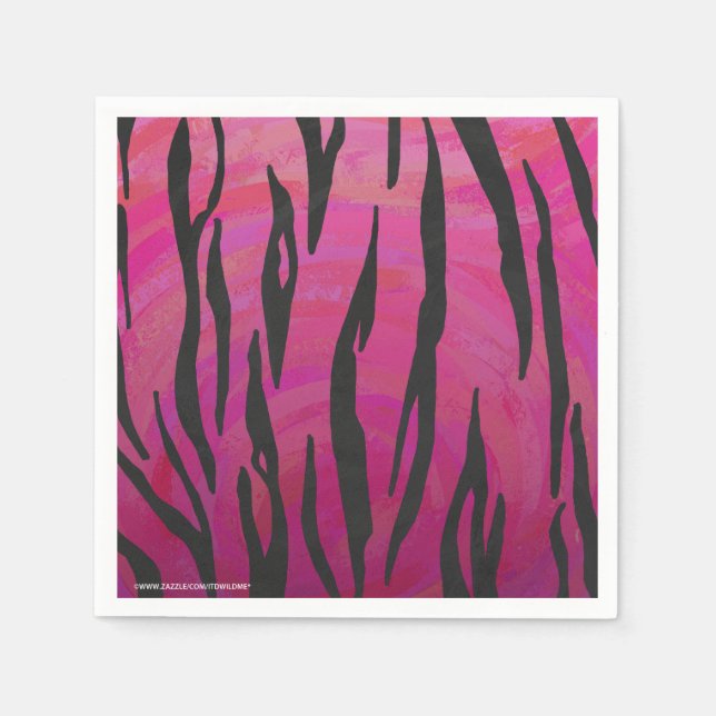 Tiger Hot Pink and Black Print Napkin (Front)