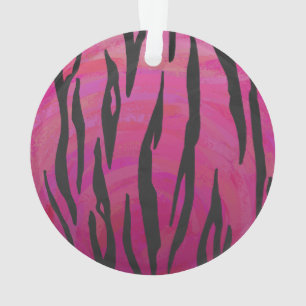 Tiger Hot Pink and Black Print Ornament