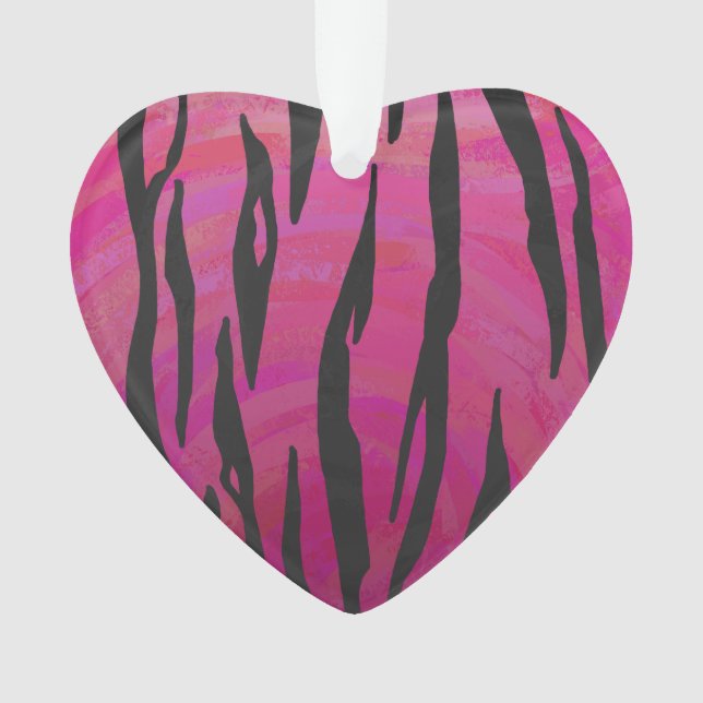 Tiger Hot Pink and Black Print Ornament (Front)