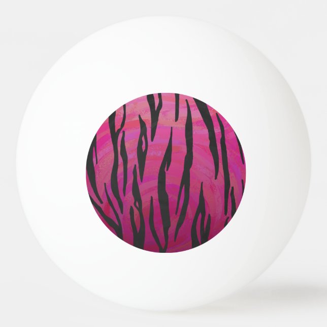 Tiger Hot Pink and Black Print Ping Pong Ball (Front)