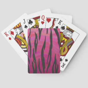 Tiger Hot Pink and Black Print Playing Cards