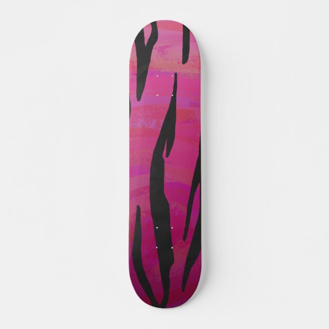 Tiger Hot Pink and Black Print Skateboard (Front)