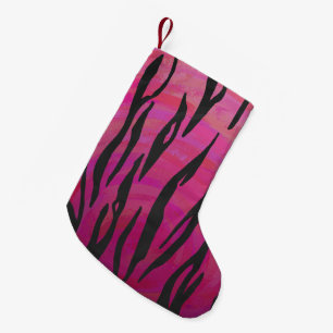Tiger Hot Pink and Black Print Small Christmas Stocking