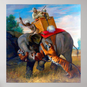 Tiger Hunting Briton Rivière 1920  Poster