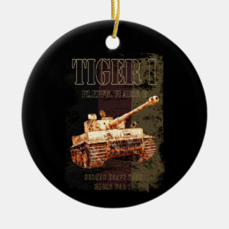Tiger I German Heavy Tank WWII with Germany Flag Ceramic Tree Decoration