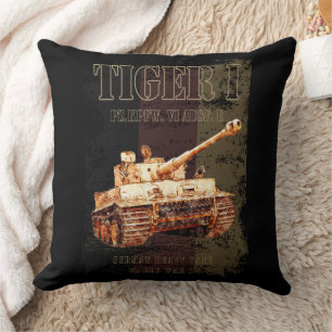 Tiger I German Heavy Tank WWII with Germany Flag Cushion