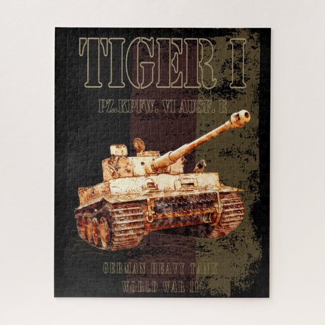 Tiger I German Heavy Tank WWII with Germany Flag Jigsaw Puzzle (Vertical)