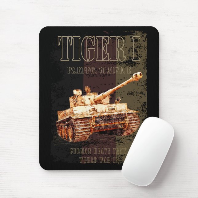 Tiger I German Heavy Tank WWII with Germany Flag Mouse Mat (With Mouse)