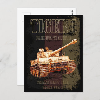 Tiger I German Heavy Tank WWII with Germany Flag Postcard