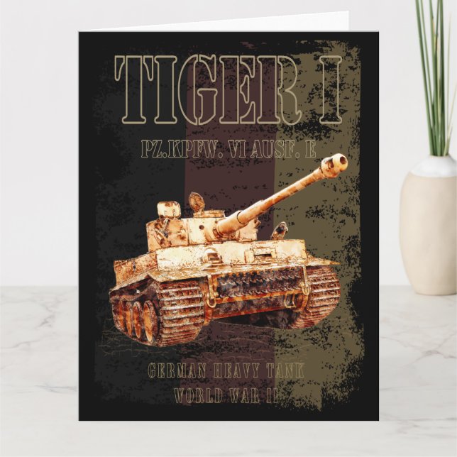Tiger I German Heavy Tank WWII with Germany Flag Thank You Card (Front)