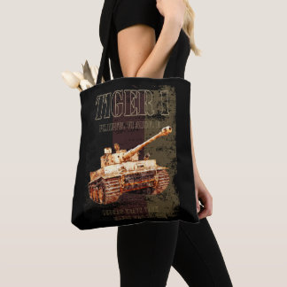 Tiger I German Heavy Tank WWII with Germany Flag Tote Bag