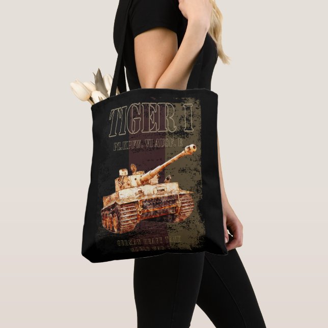 Tiger I German Heavy Tank WWII with Germany Flag Tote Bag (Close Up)