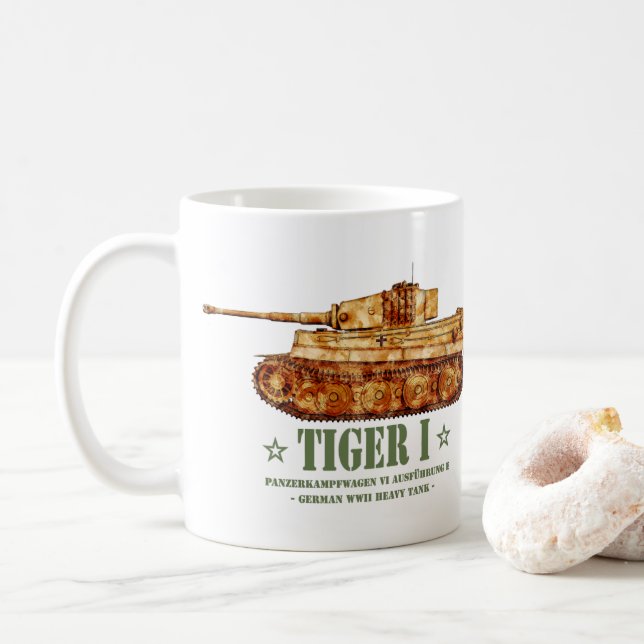 Tiger I World War Two German Heavy Tank Panzer WW2 Coffee Mug (With Donut)