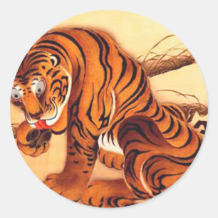Tiger Illustration by Ito Jakuchu Classic Round Sticker