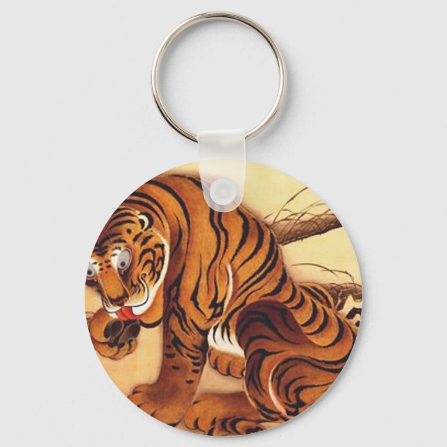 Tiger Illustration by Ito Jakuchu Key Ring (Front)