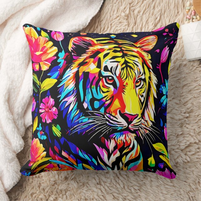 Tiger in a Floral Dream Cushion (Blanket)