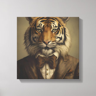 Tiger In a Suit | Animal Art | Animal in a Suit Canvas Print