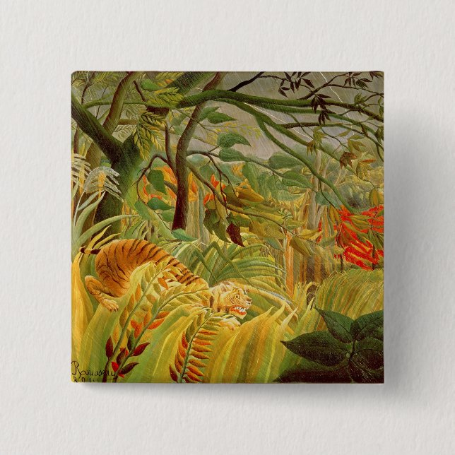 Tiger in a Tropical Storm  1891 15 Cm Square Badge (Front)