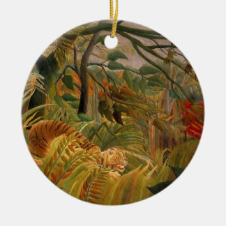 Tiger in a Tropical Storm by Henri Rousseau Ceramic Tree Decoration
