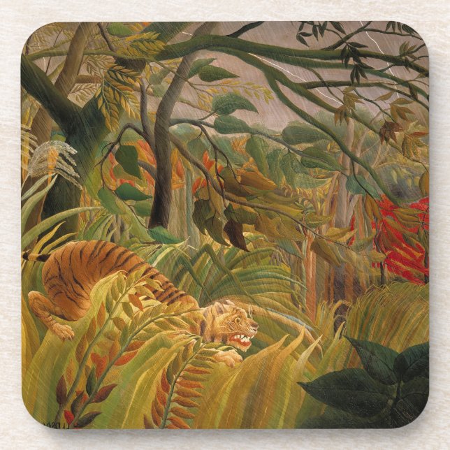 Tiger in a Tropical Storm by Henri Rousseau Coaster (Front)