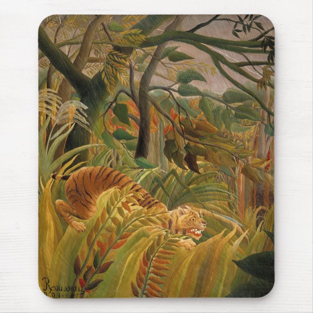 Tiger in a Tropical Storm by Henri Rousseau Mouse Mat (Front)