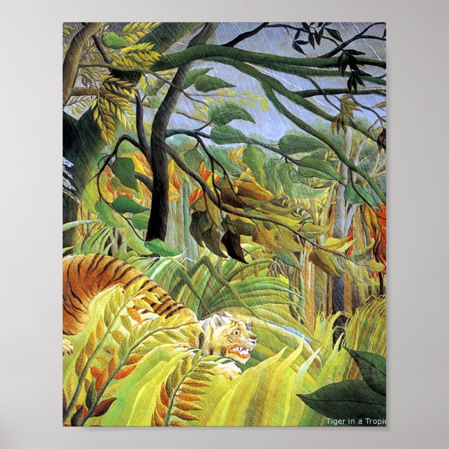 Tiger in a tropical storm by Henri Rousseau Poster (Front)