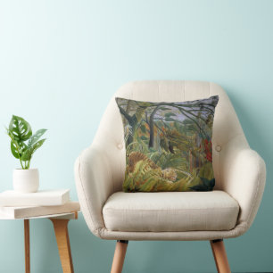 Tiger in a Tropical Storm Henri Rousseau Cushion