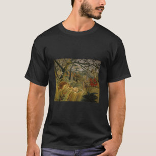 Tiger In A Tropical Storm Surprised By Henri Rouss T-Shirt