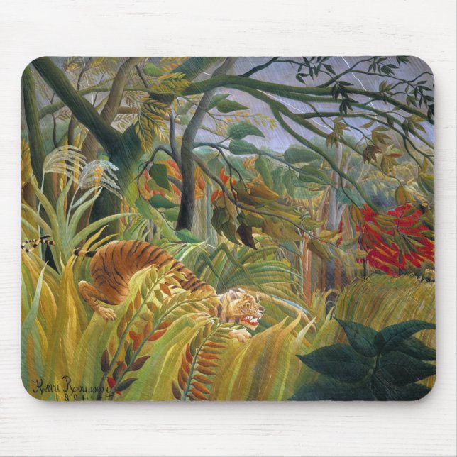 Tiger in a Tropical Storm (Surprised!) Rousseau Mouse Mat (Front)