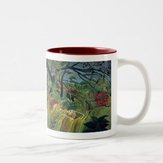 Tiger in a Tropical Storm (Surprised) Two-Tone Coffee Mug