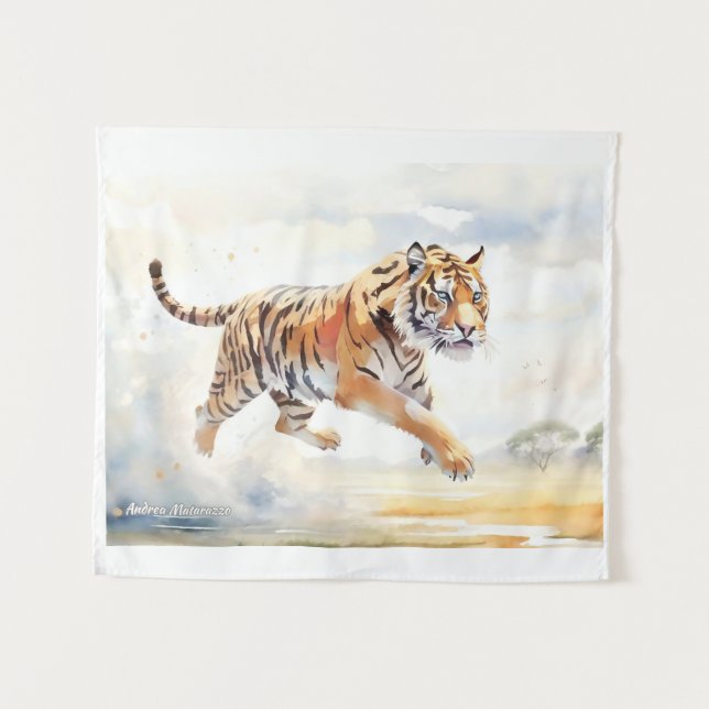 Tiger in Action 2 Tapestry (Front (Horizontal))
