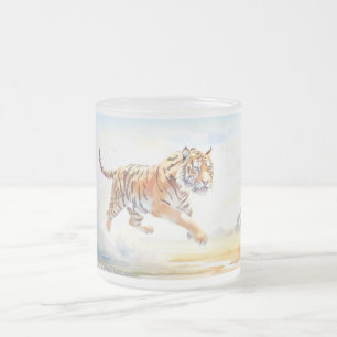 Tiger in Action 3 Frosted Glass Coffee Mug