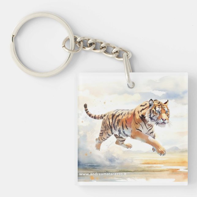 Tiger in Action Key Ring (Front)