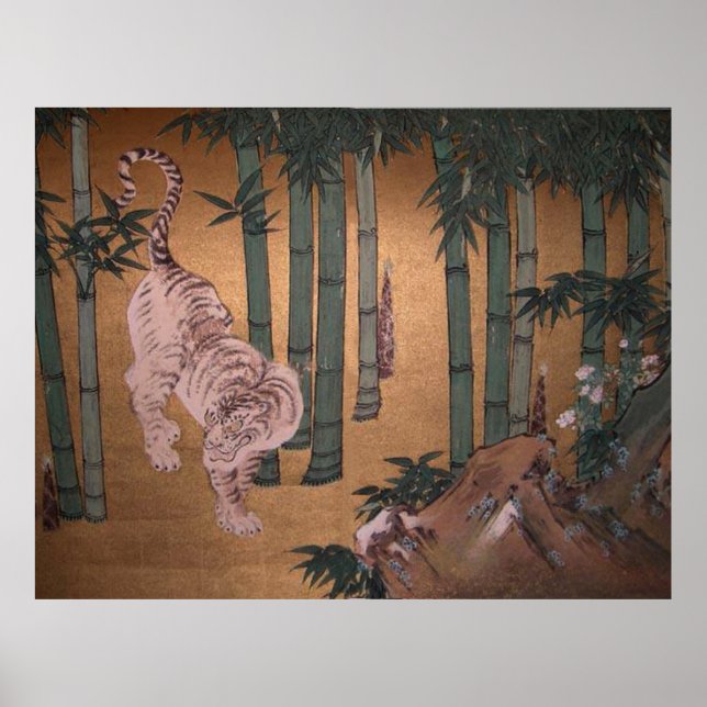 Tiger in Bamboo Grove by Kano Tan-yu Poster (Front)