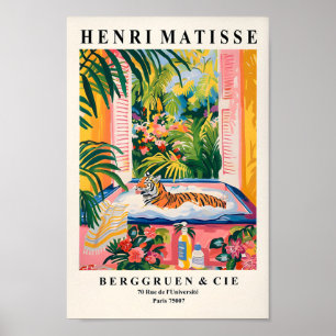 Tiger In Bathtub Funny Poster, Dopamine Decor, Mat Poster