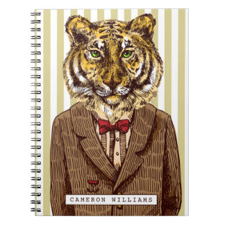 Tiger In Evening Wear | Add Your Name Notebook