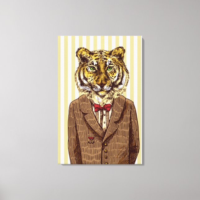 Tiger In Evening Wear Canvas Print (Front)