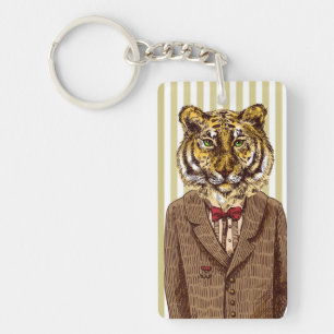 Tiger In Evening Wear Key Ring