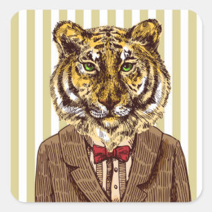 Tiger In Evening Wear Square Sticker
