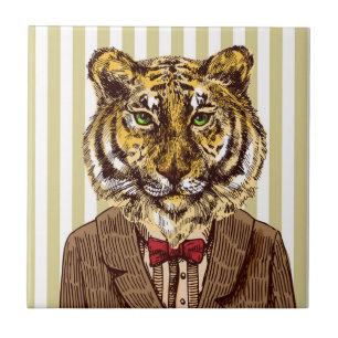 Tiger In Evening Wear Tile