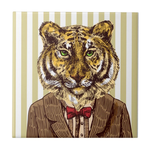 Tiger In Evening Wear Tile (Front)