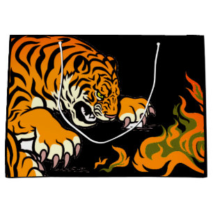 TIGER IN FLAMES LARGE GIFT BAG