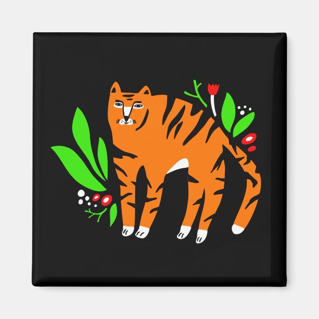 Tiger in flowers magnet (Front)