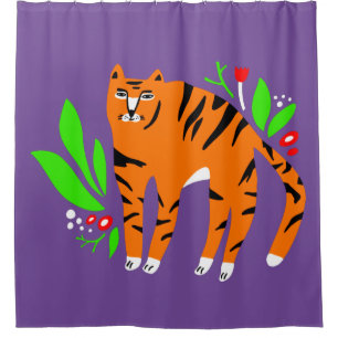 Tiger in flowers shower curtain
